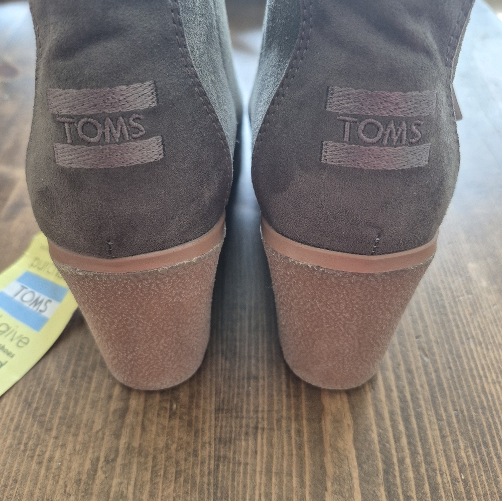 Sage Green TOMS Suede Ankle Boots - Picture 4 of 5